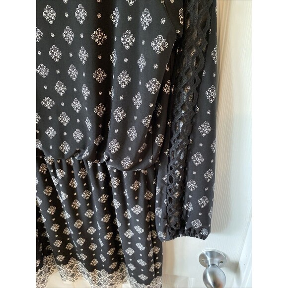 White House Black Market Dress Long Sleeve Mesh Sleeve Above Knee Lined - Picture 11 of 15